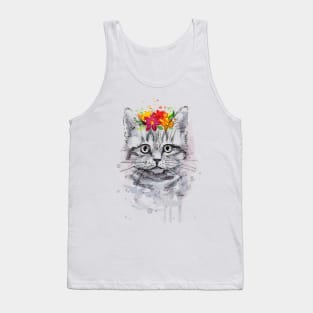 Cat with Flowers Tank Top